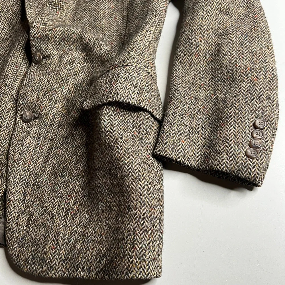 Polo Ralph Lauren Vintage Donegal Tweed Herringbone Blazer Wool Brown Mens 40R